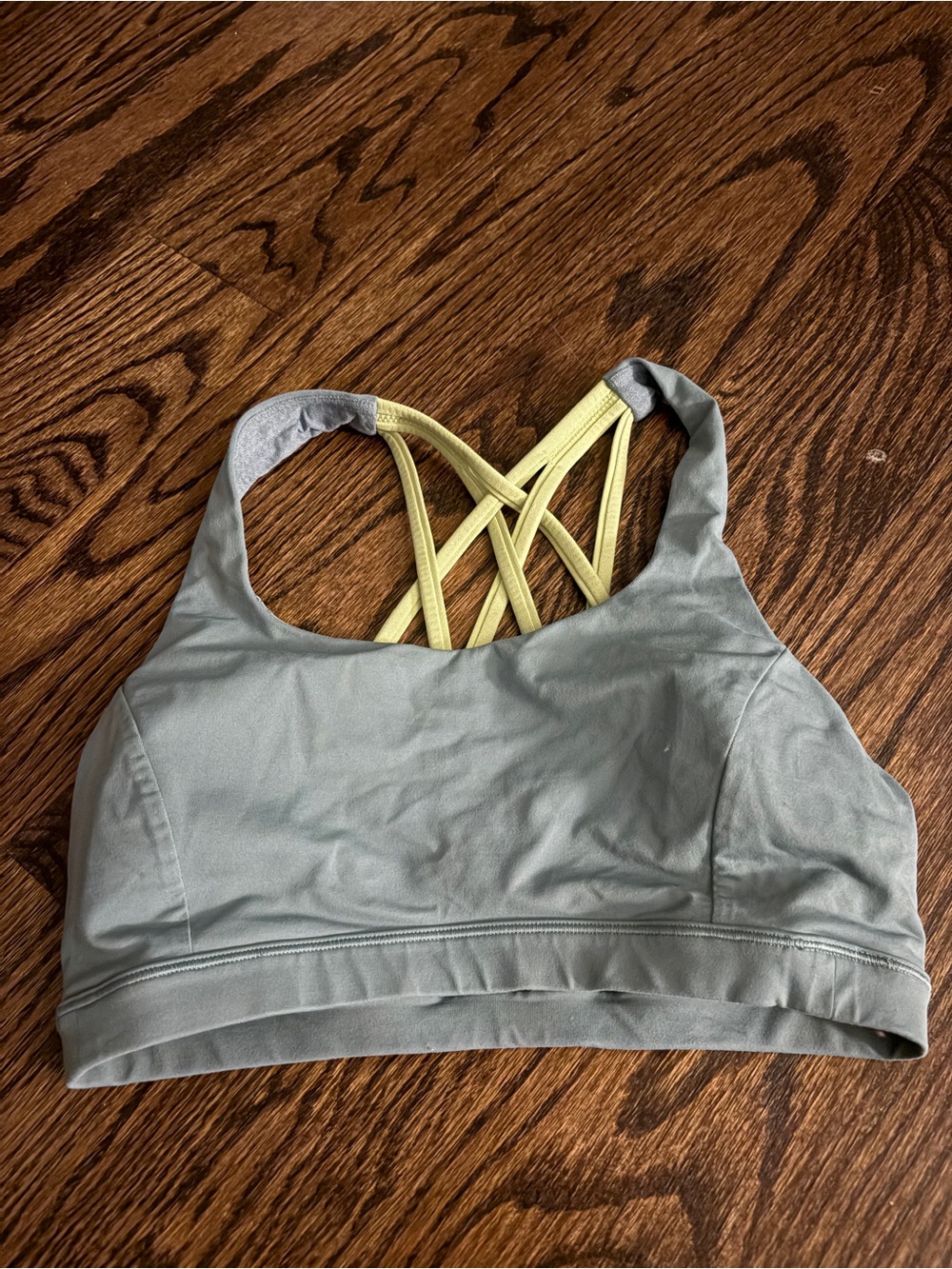 lululemon Green Sports Bra with Yellow Strappy Back